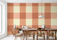 Gingham Peach Linen Texture Country Wallpaper⁠