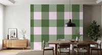 Gingham Sage Linen Texture Country Wallpaper⁠