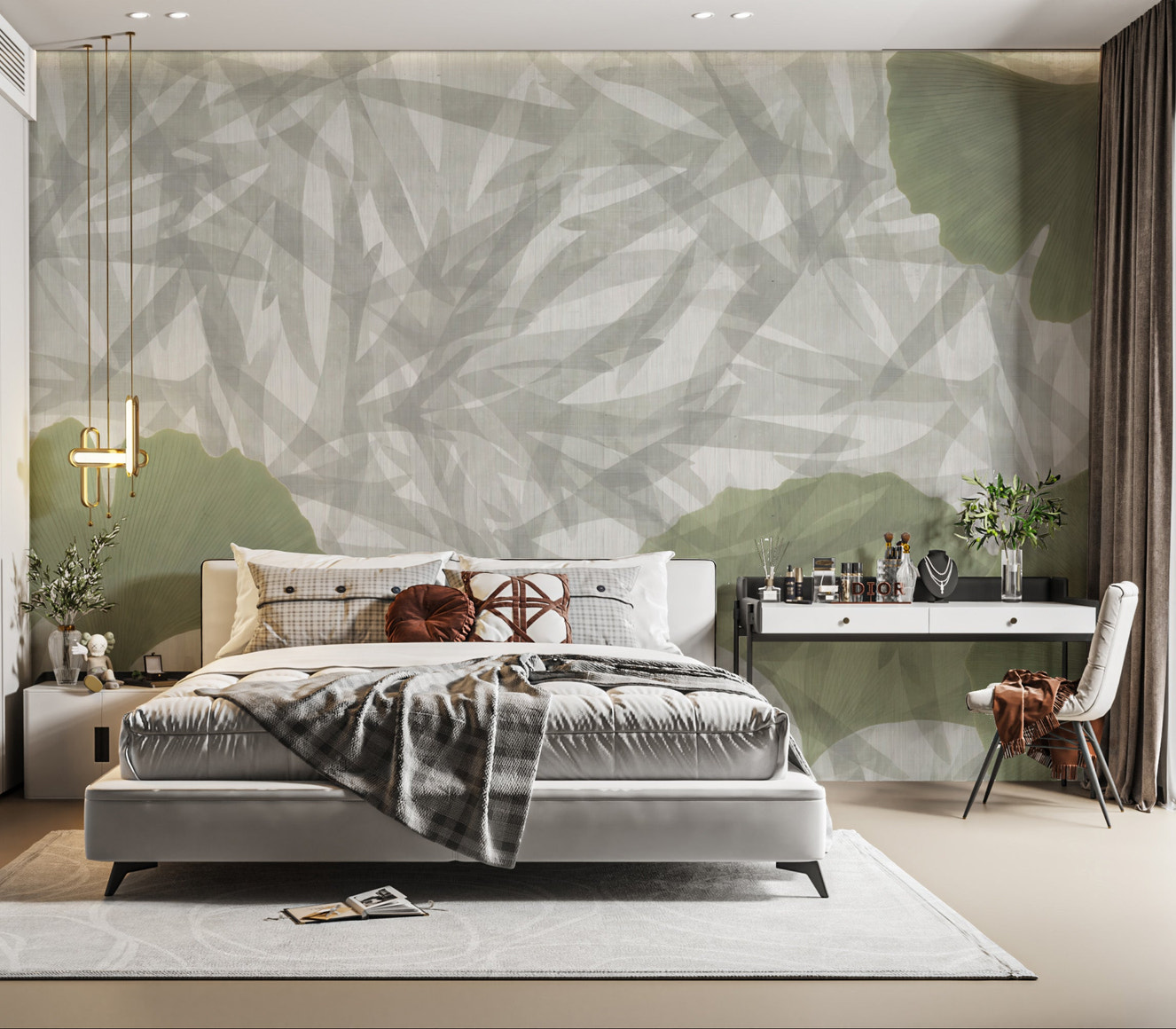 Organic leaf pattern wallpaper for stylish home décor
