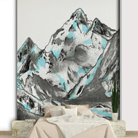 Cool blue, white, and gray color palette.
