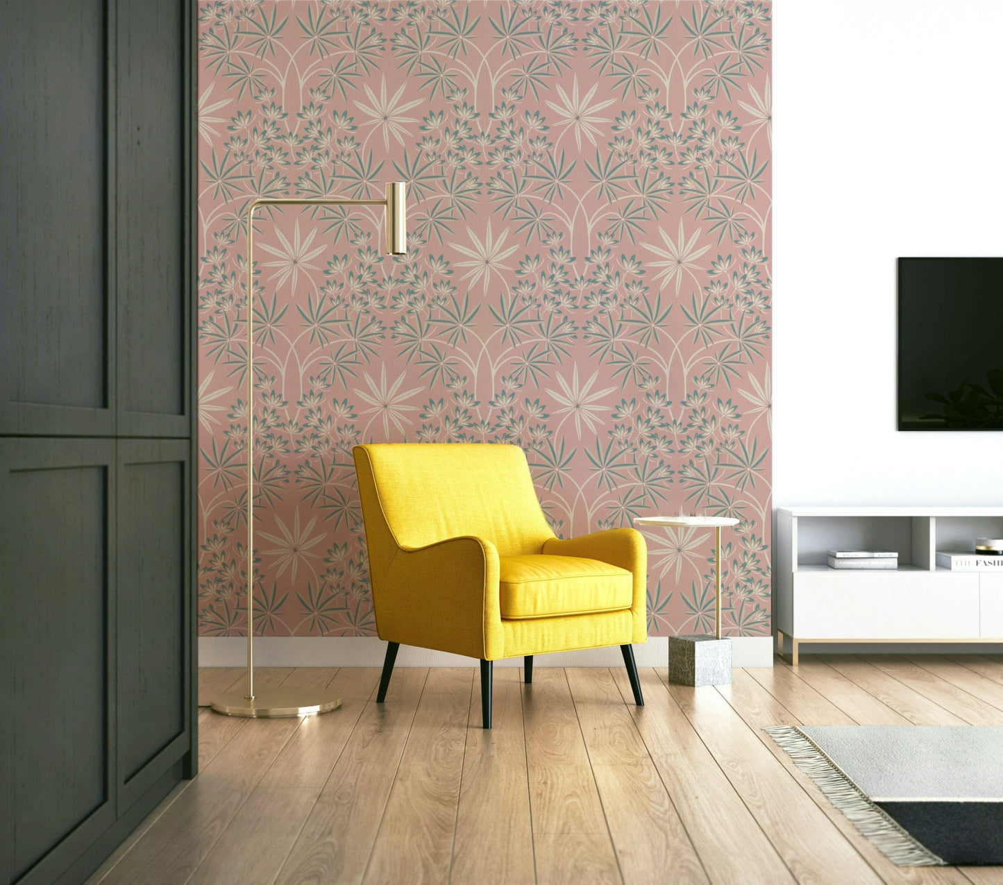 Delicate floral motifs intertwined.

