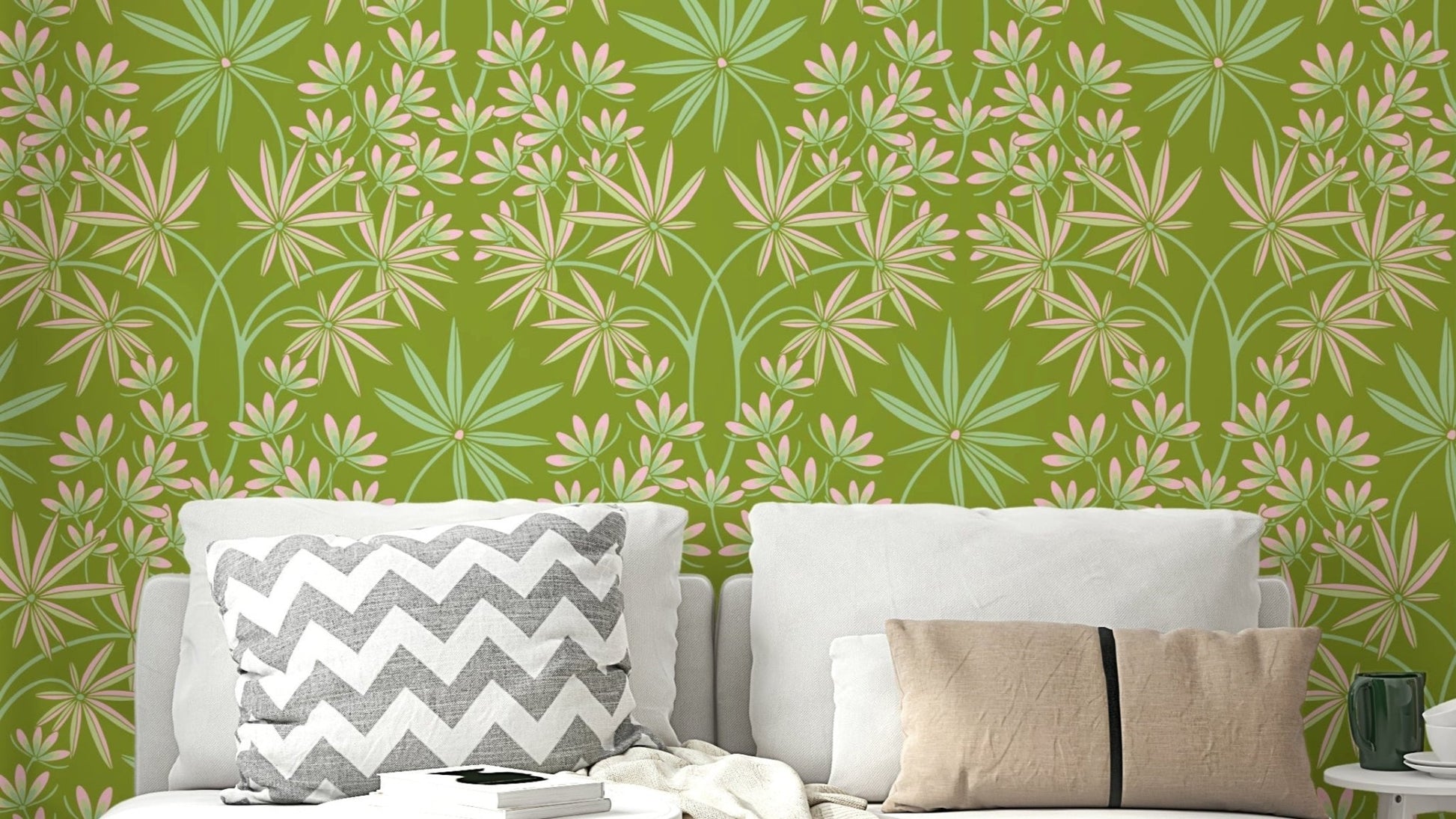 Spring green and cottage cream color palette.


