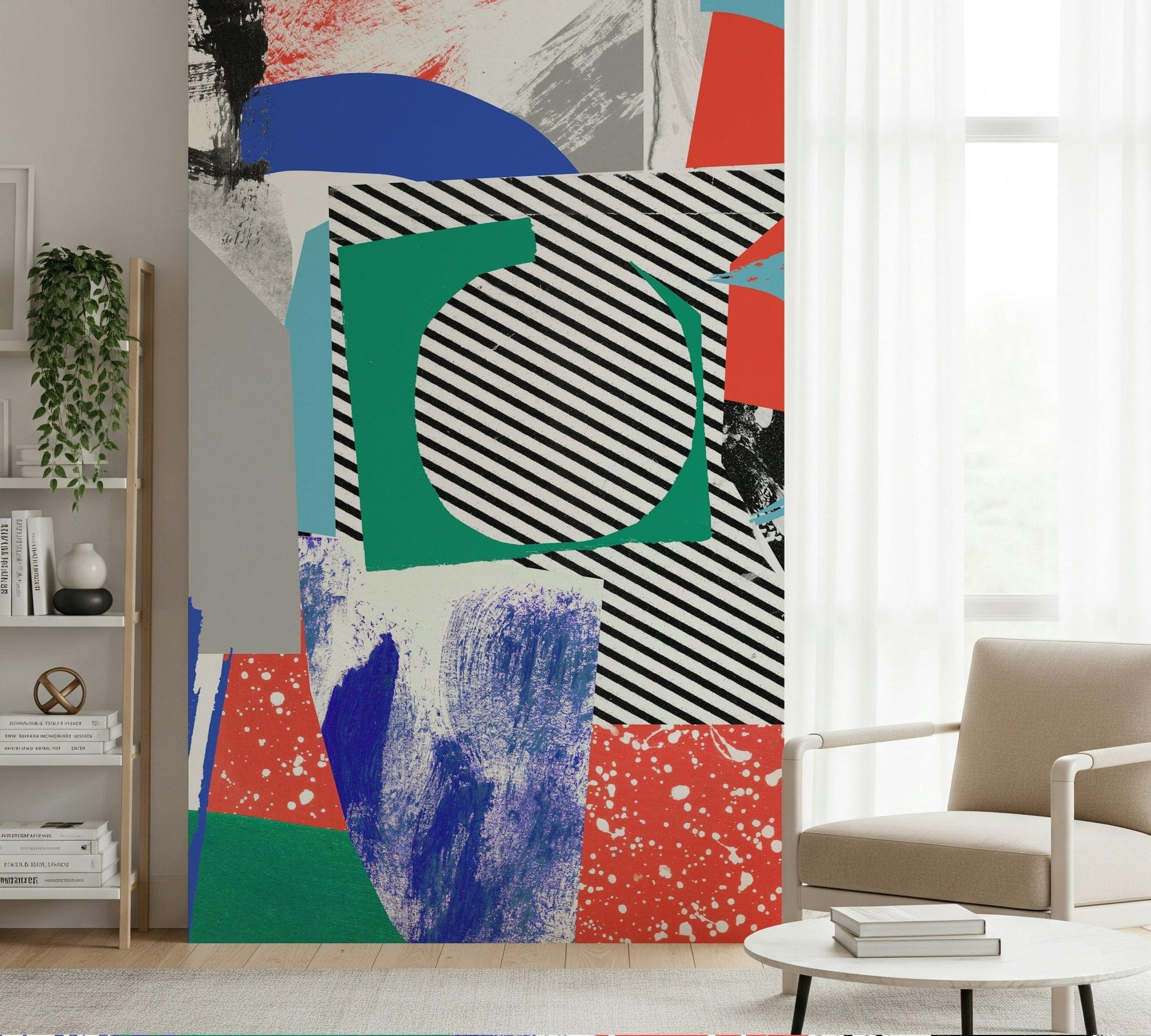 A contemplative minimalist design wallpaper mural for a feature wall.

