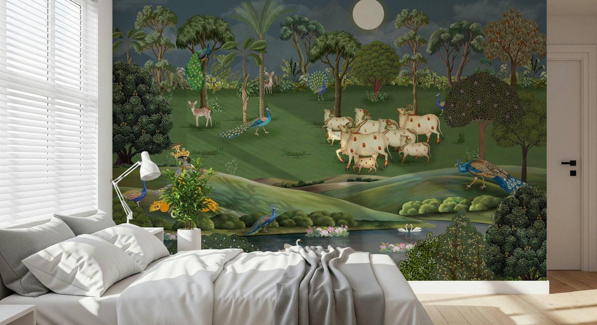 Gokul Grazing Wall Mural for meditation room or quiet living space wall
