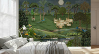 Gokul Grazing Wall Mural for meditation room or quiet living space wall