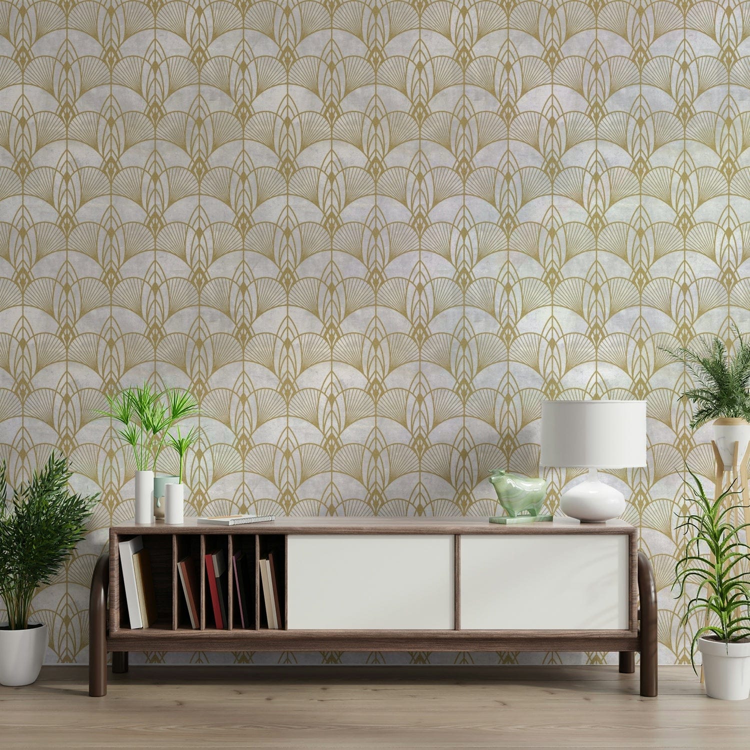 The mural has a modern, chic feel.

