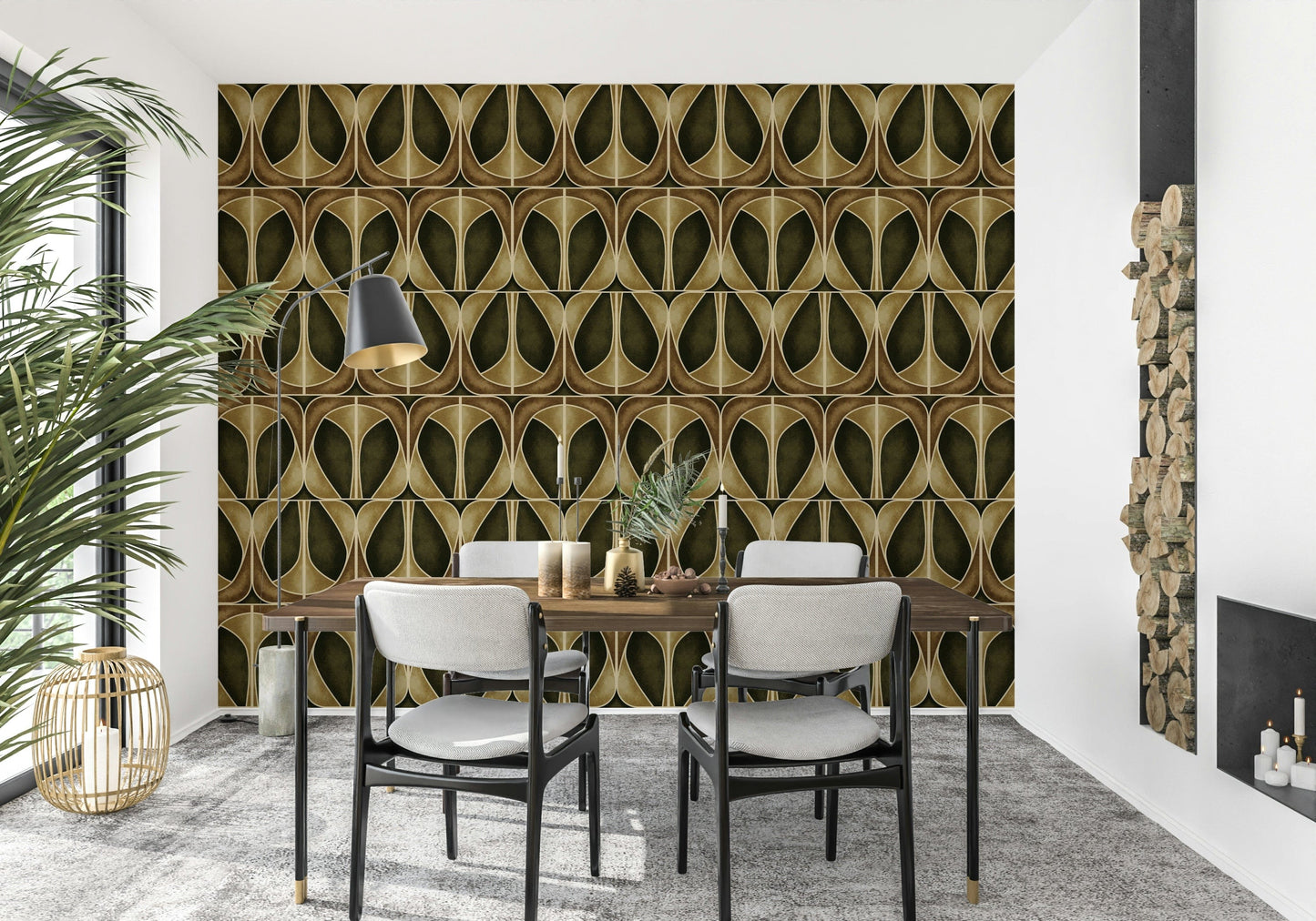 Artistic golden swirls Softy Dèco Geometries Gold Chic wallpaper.