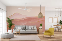 Designer Pink & Gold Mountain Wallpaper Murals - Giffywalls