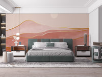 Stylish mountain wallpaper in pink and gold