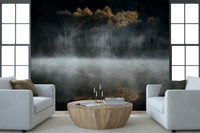 Wall mural Solitude, deep hue nature art with reflective mist.