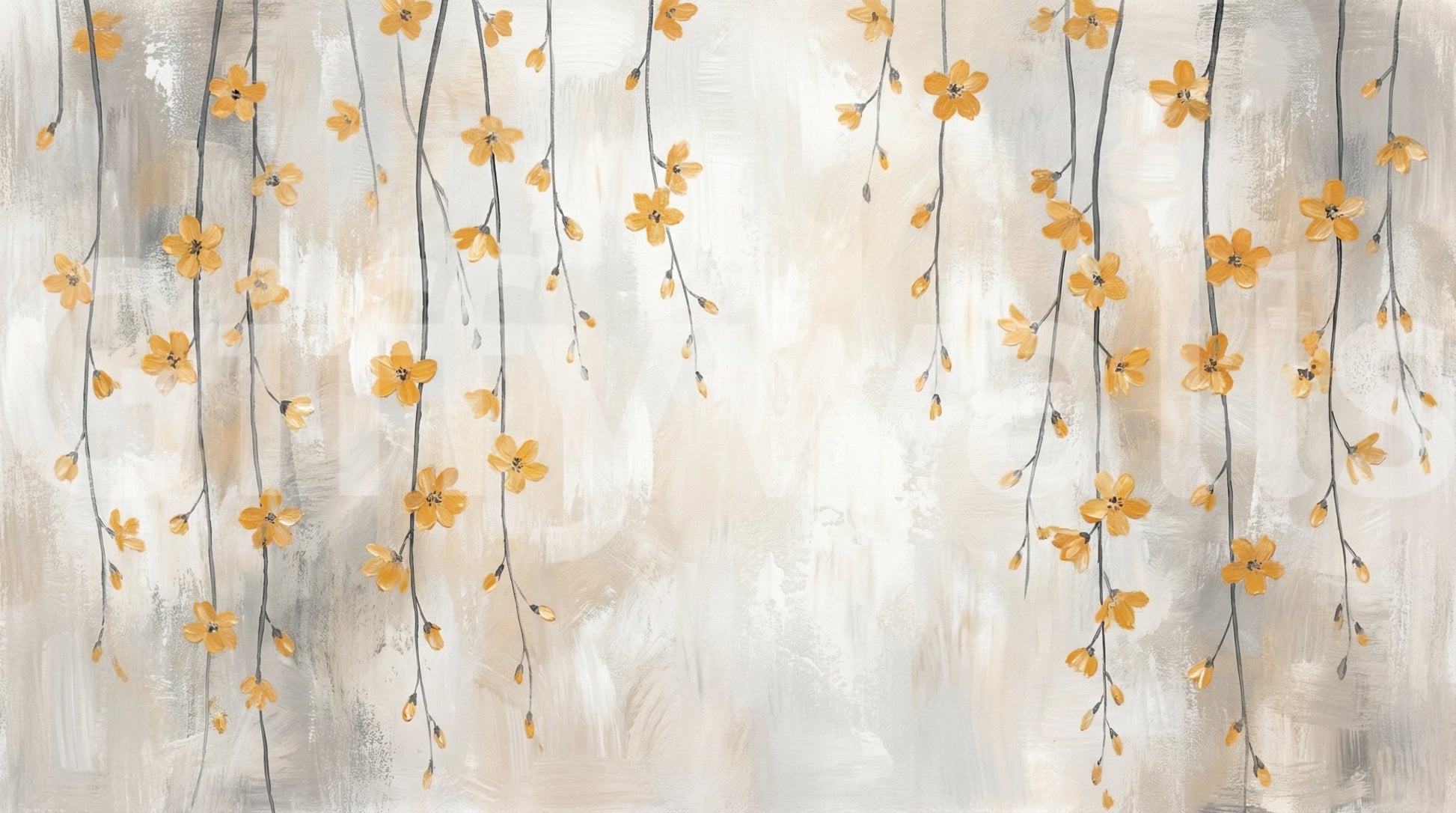 Golden Bloom Cascade Wall Mural