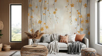 Golden Bloom Cascade Wall Mural
