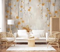 Golden Bloom Cascade Wall Mural