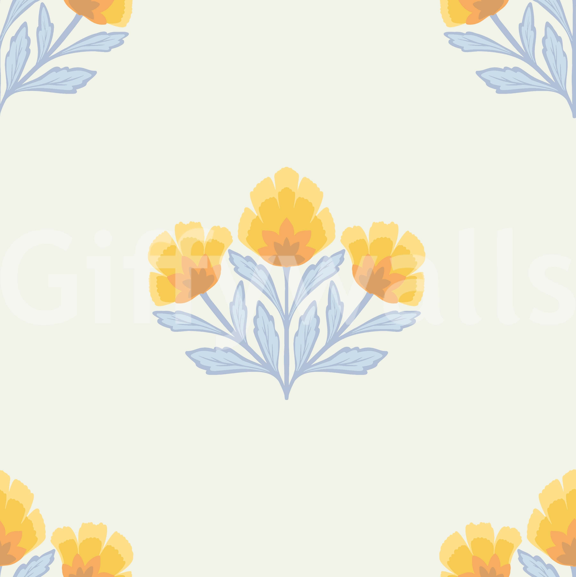 Quiet rhythmic aesthetic of Golden Bloom Repeat mural art.