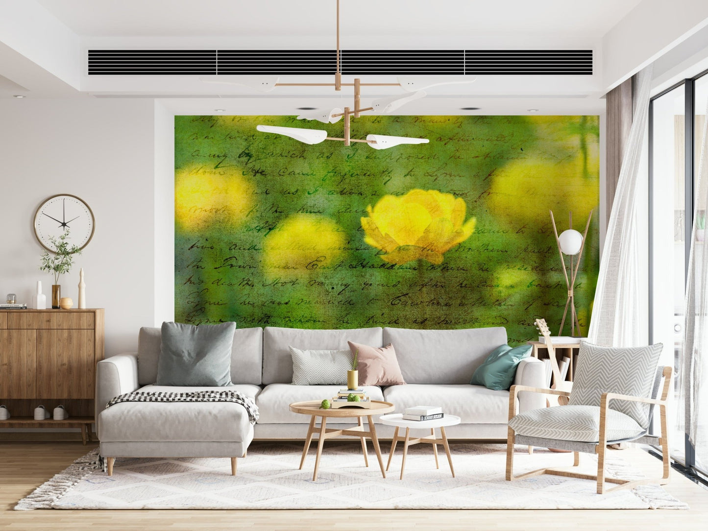 Textured Golden Bloom Script wall decal, dreamy archival quality.