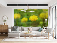 Textured Golden Bloom Script wall decal, dreamy archival quality.