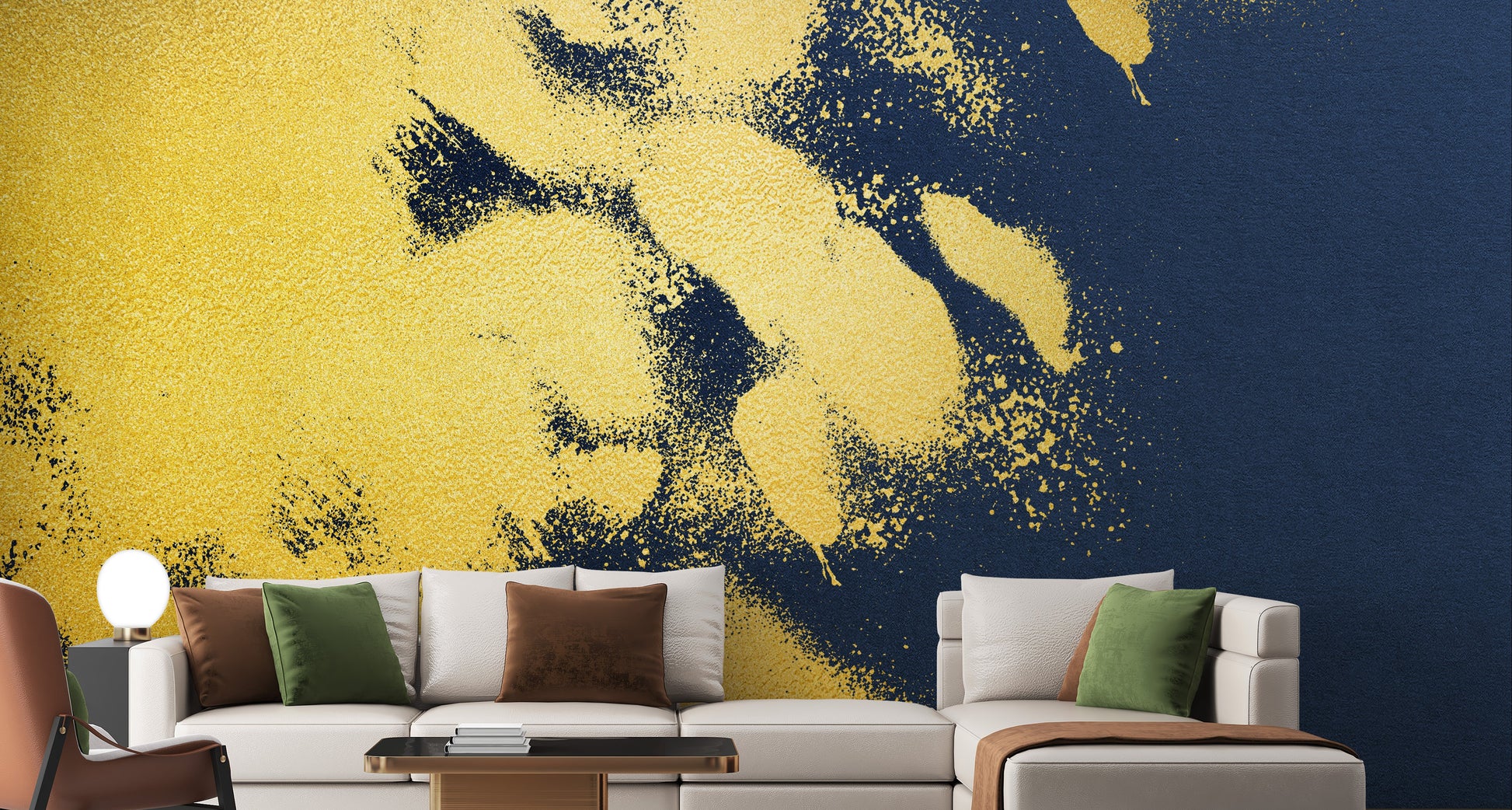 Golden Colour Brush Strokes Wallpaper Mural - Giffywalls