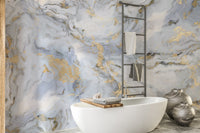 Golden Color Inclusion White Background Marble Wallpaper - Giffywalls
