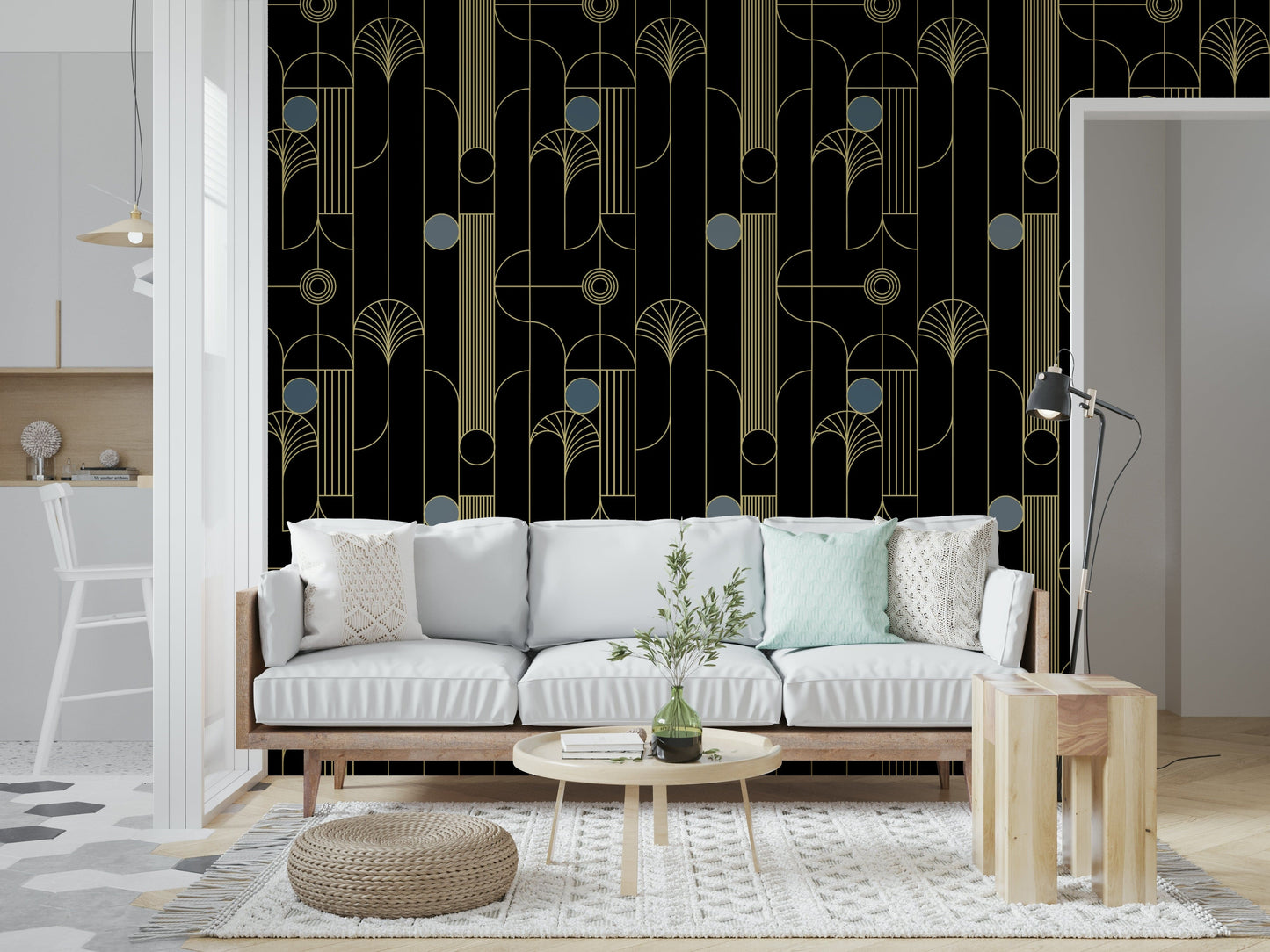 Golden Arcadia Harmony Deco Wallpaper⁠