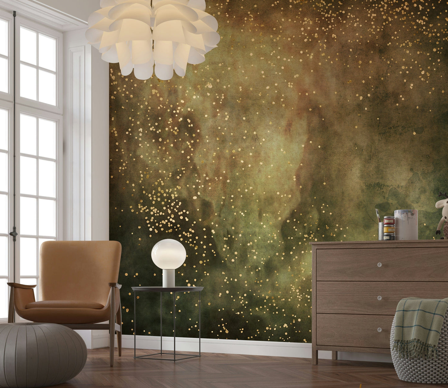 Dreamy Ethereal Dust Wallpaper – Subtle gradient mural with floating dust-like patterns and airy elegance.
