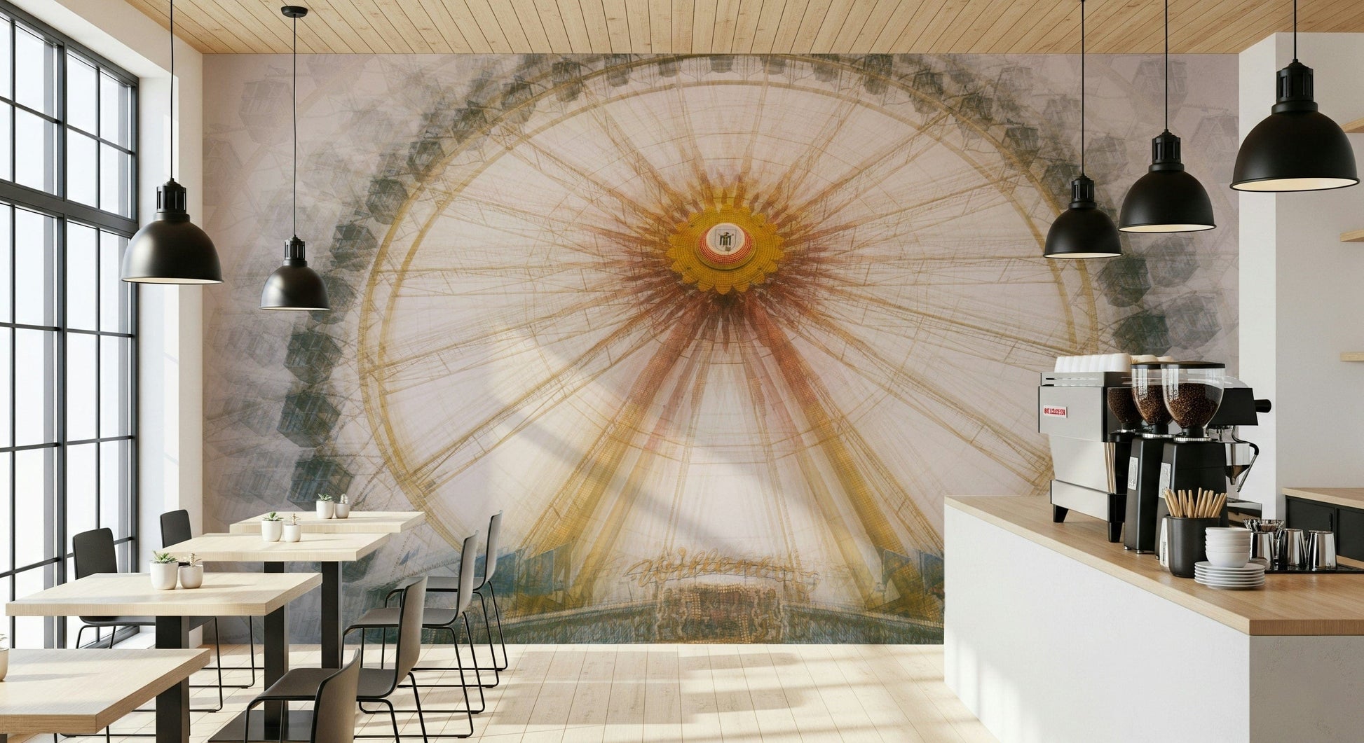 Peaceful Ride Wall Mural – Serene depiction of a solitary bicycle during a calm golden hour.