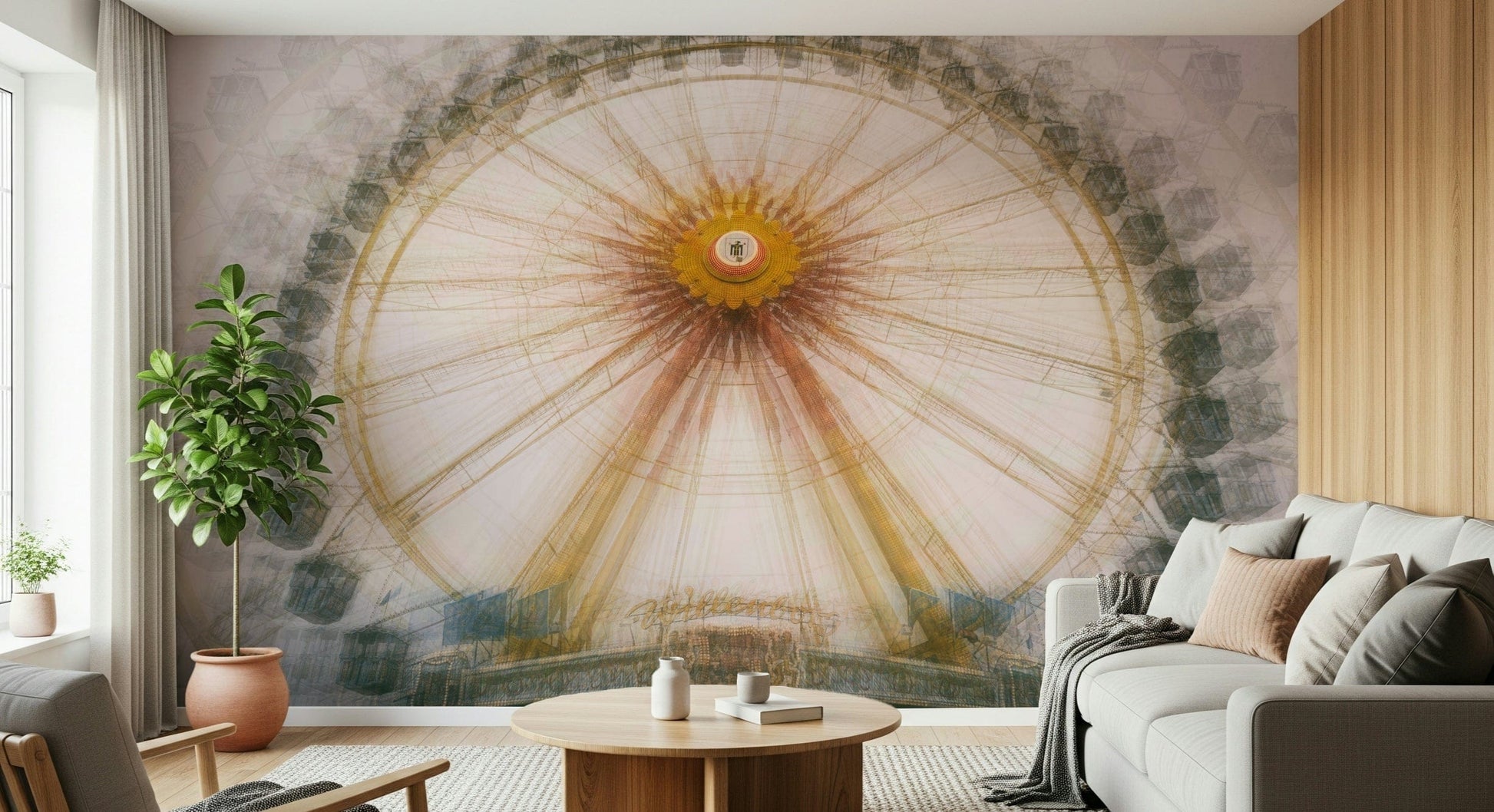 Sunset Bicycle Wall Mural – Peaceful mural showing a vintage bike against a glowing golden sky.