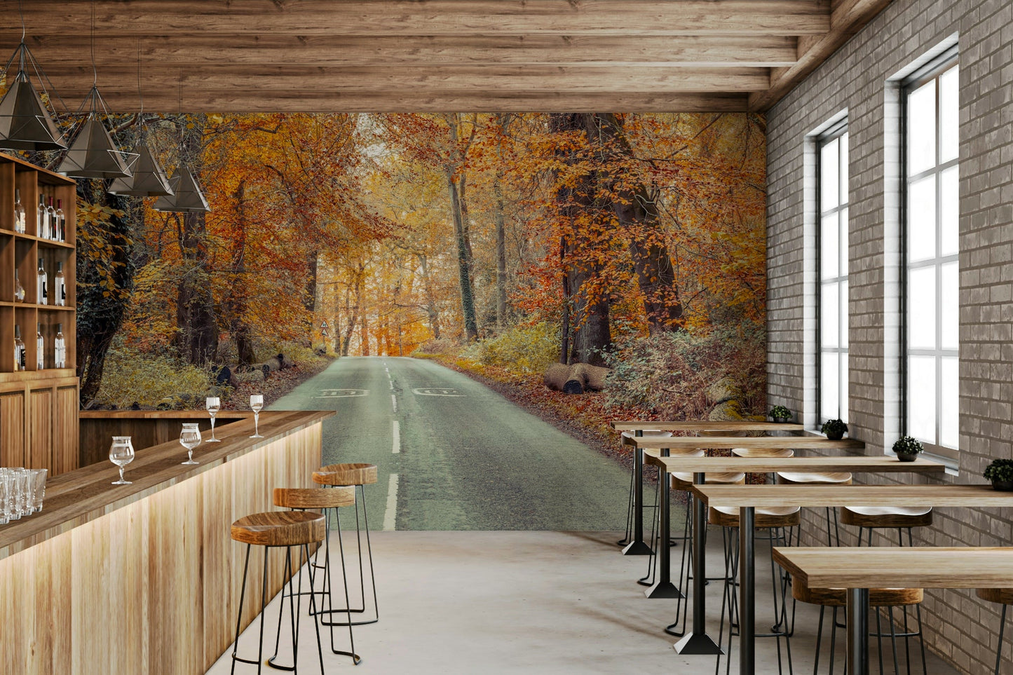 Quiet forest path wall scene

