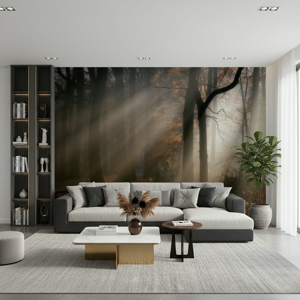 Wide landscape view showing Golden Haze beautiful light wallpaper.