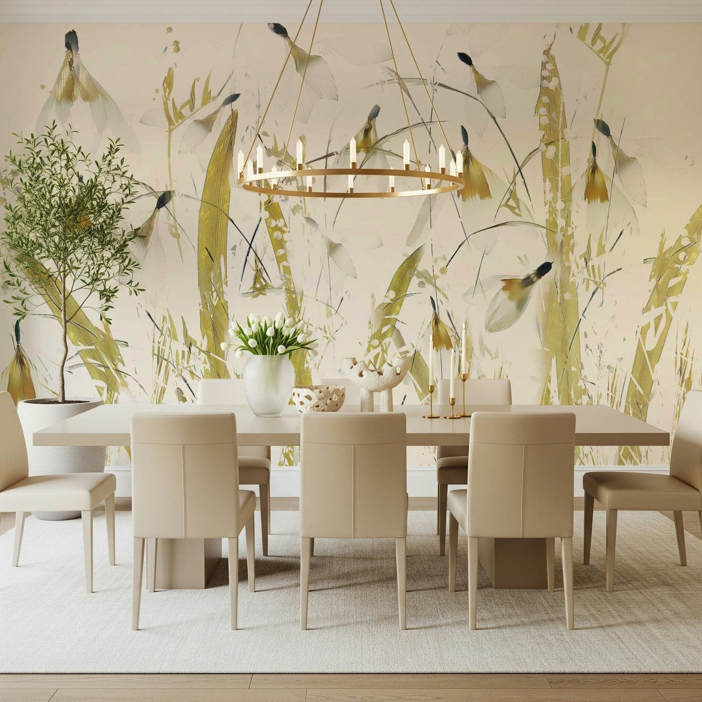 A classic abstract gold wallpaper for walls.

