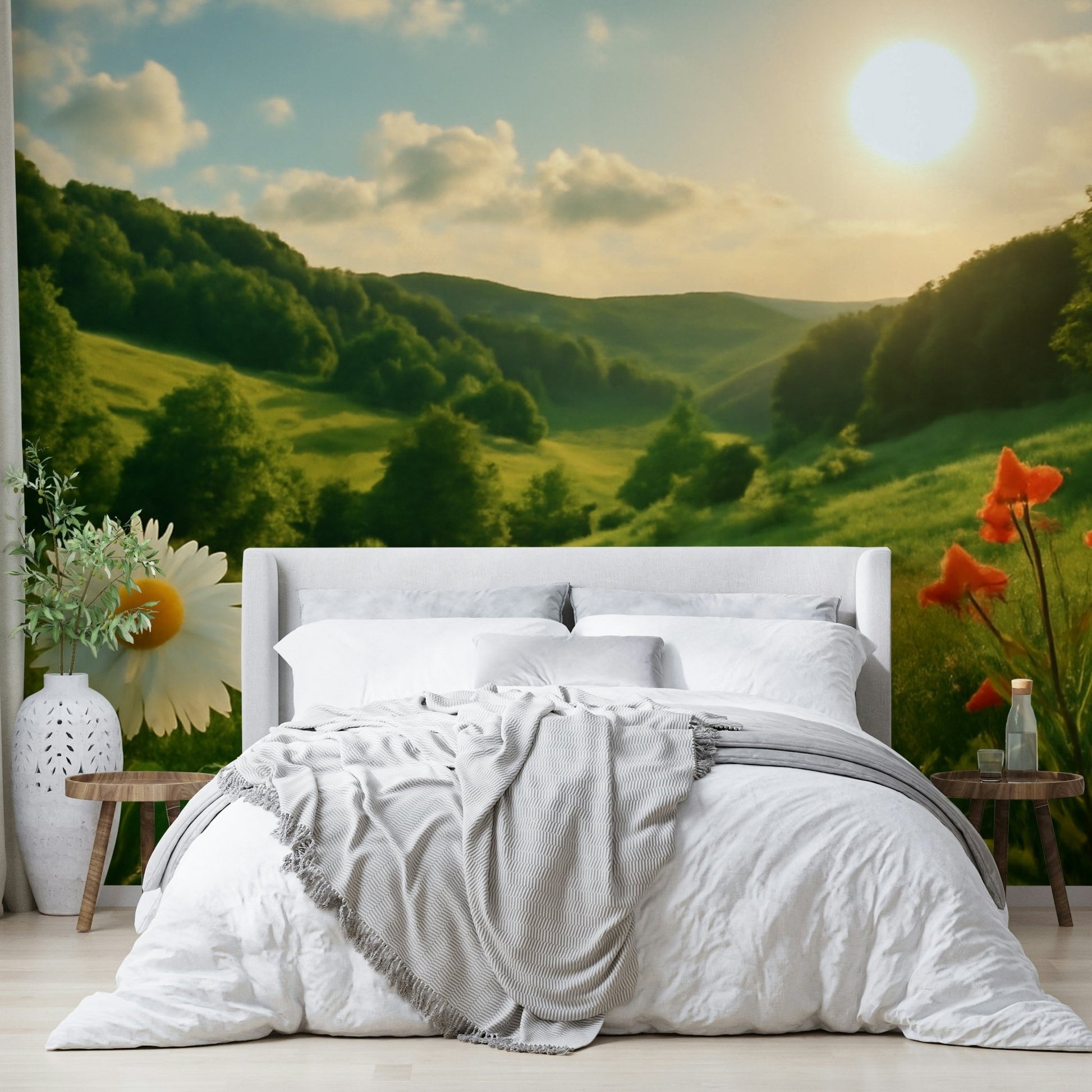 Peaceful garden-style wallpaper
