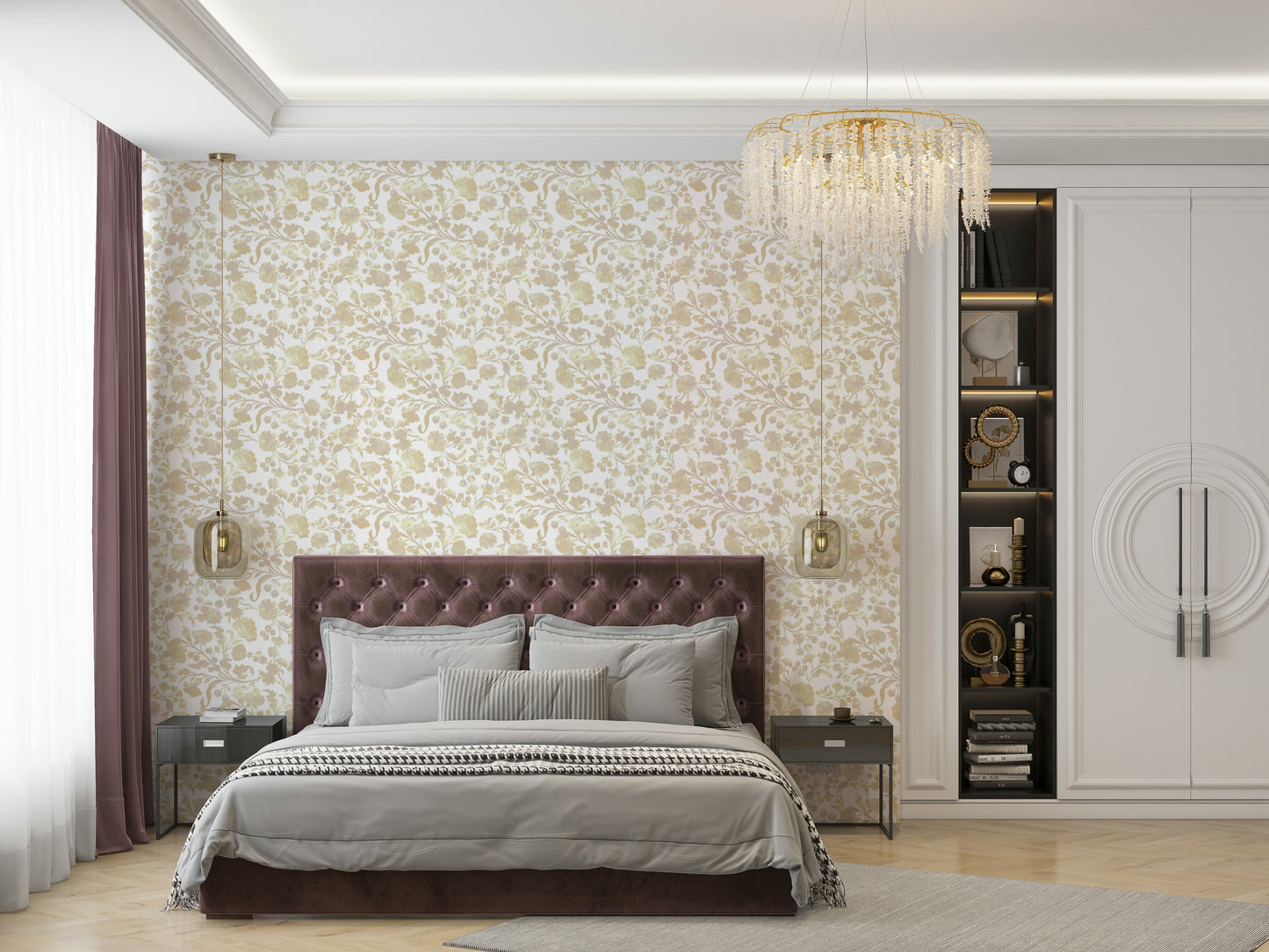 Artistic wallpaper featuring golden hour florals

