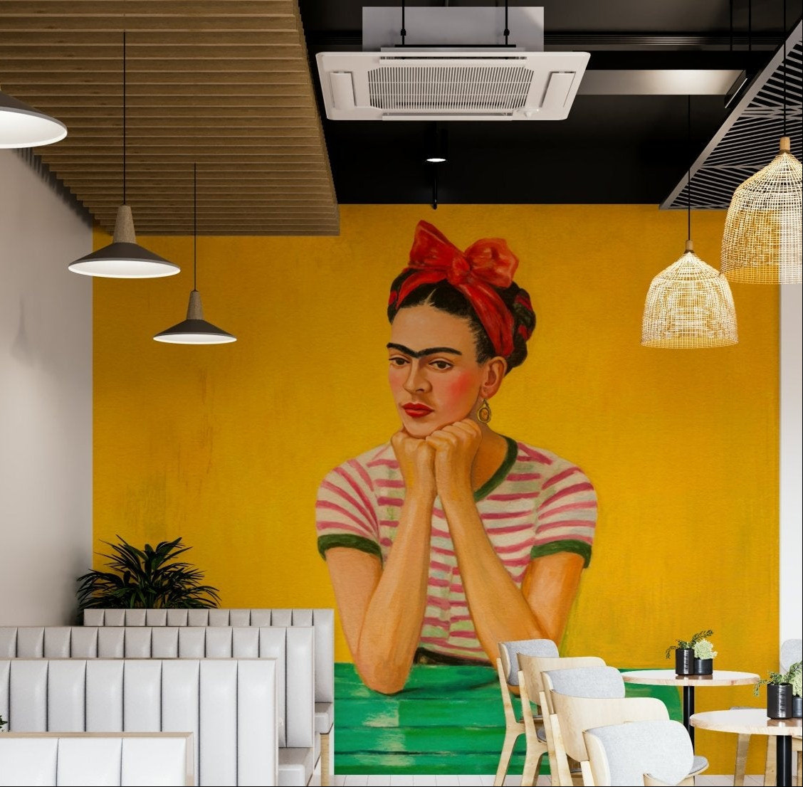 Serene wall mural capturing reflective emotion

