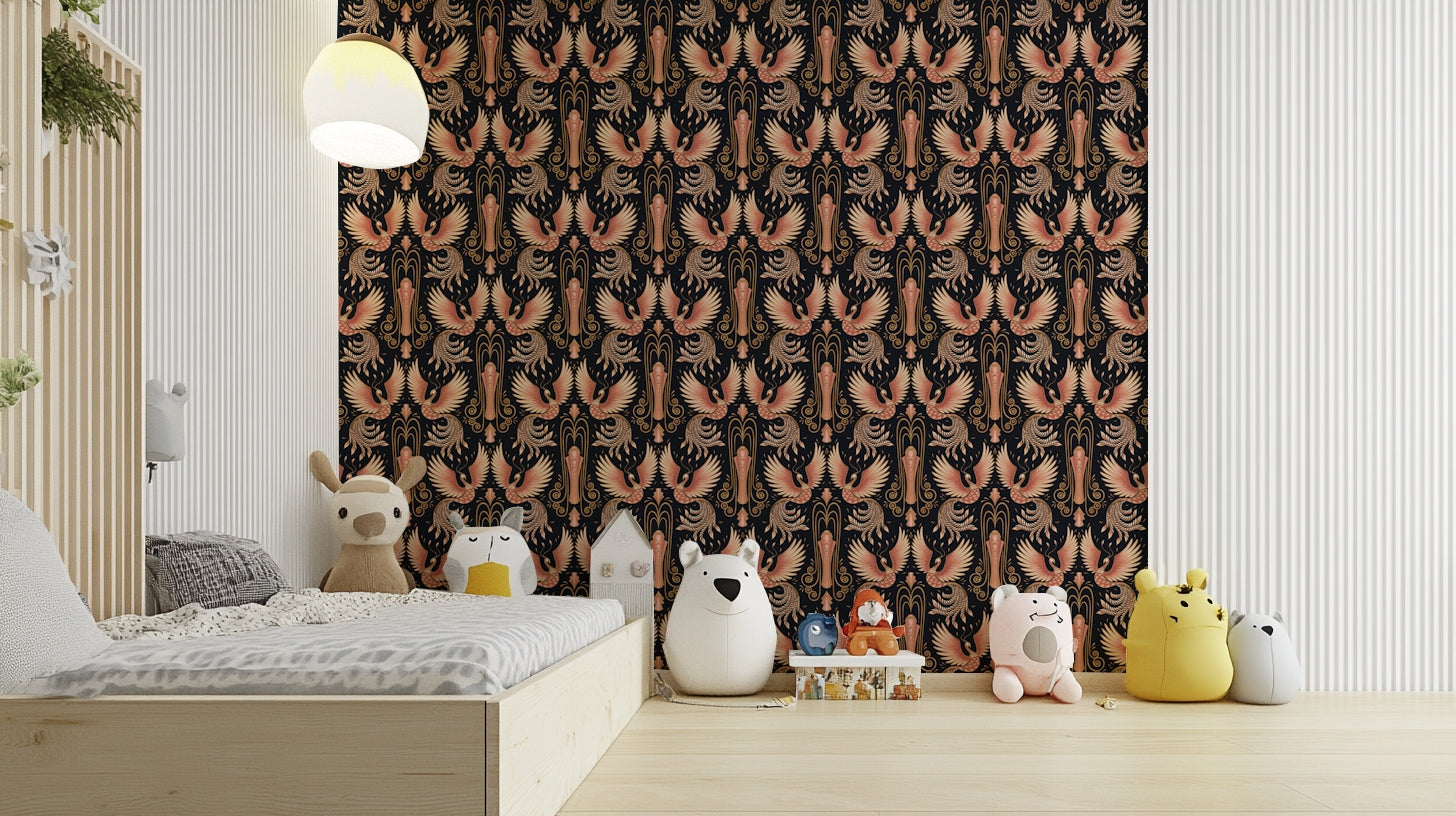 Stunning golden hour phoenix mural for living rooms

