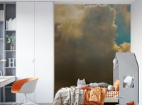 A calming serene sky wallpaper mural that defines a space.

