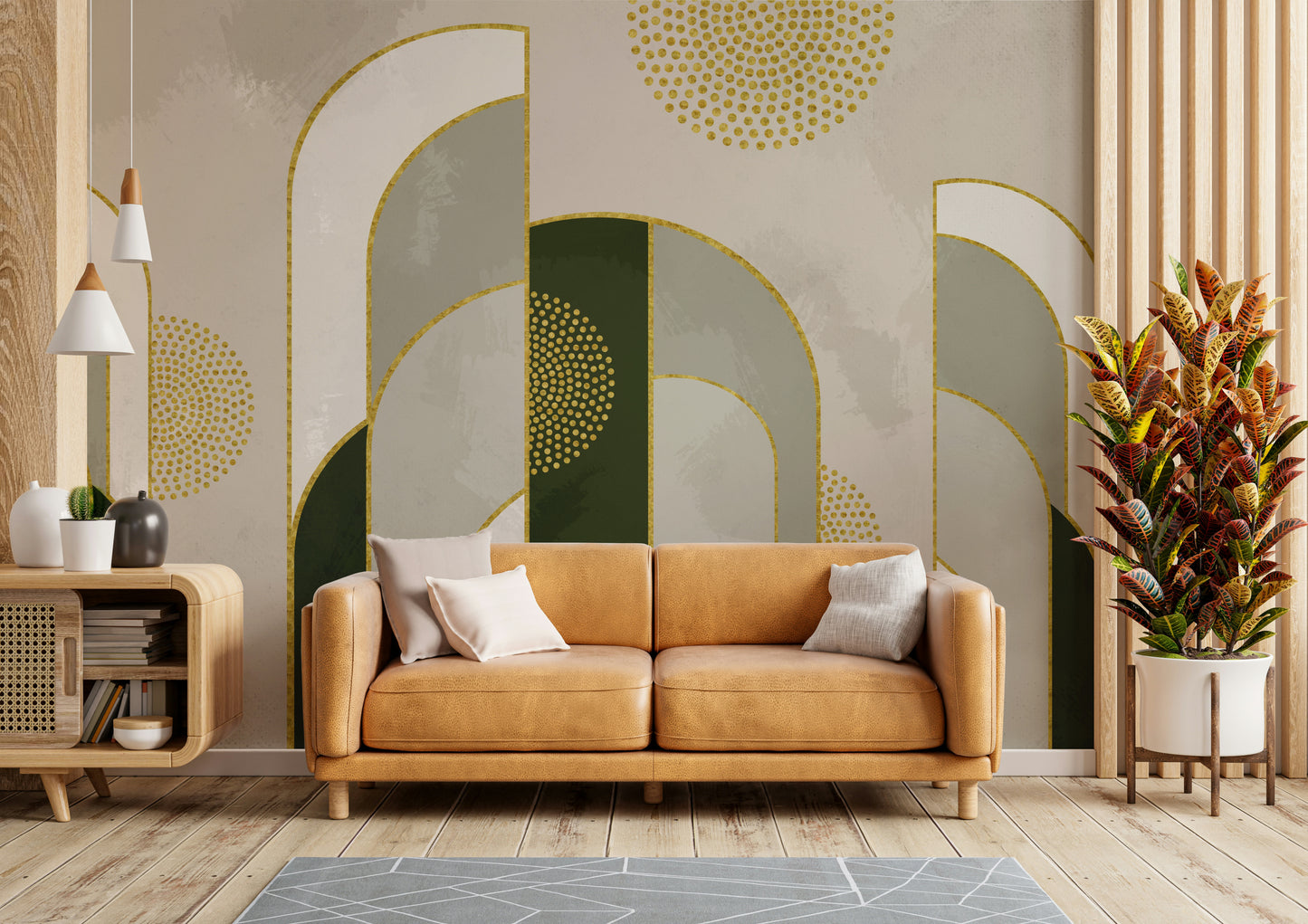 Cozy wallpaper with golden glow and painterly textures

