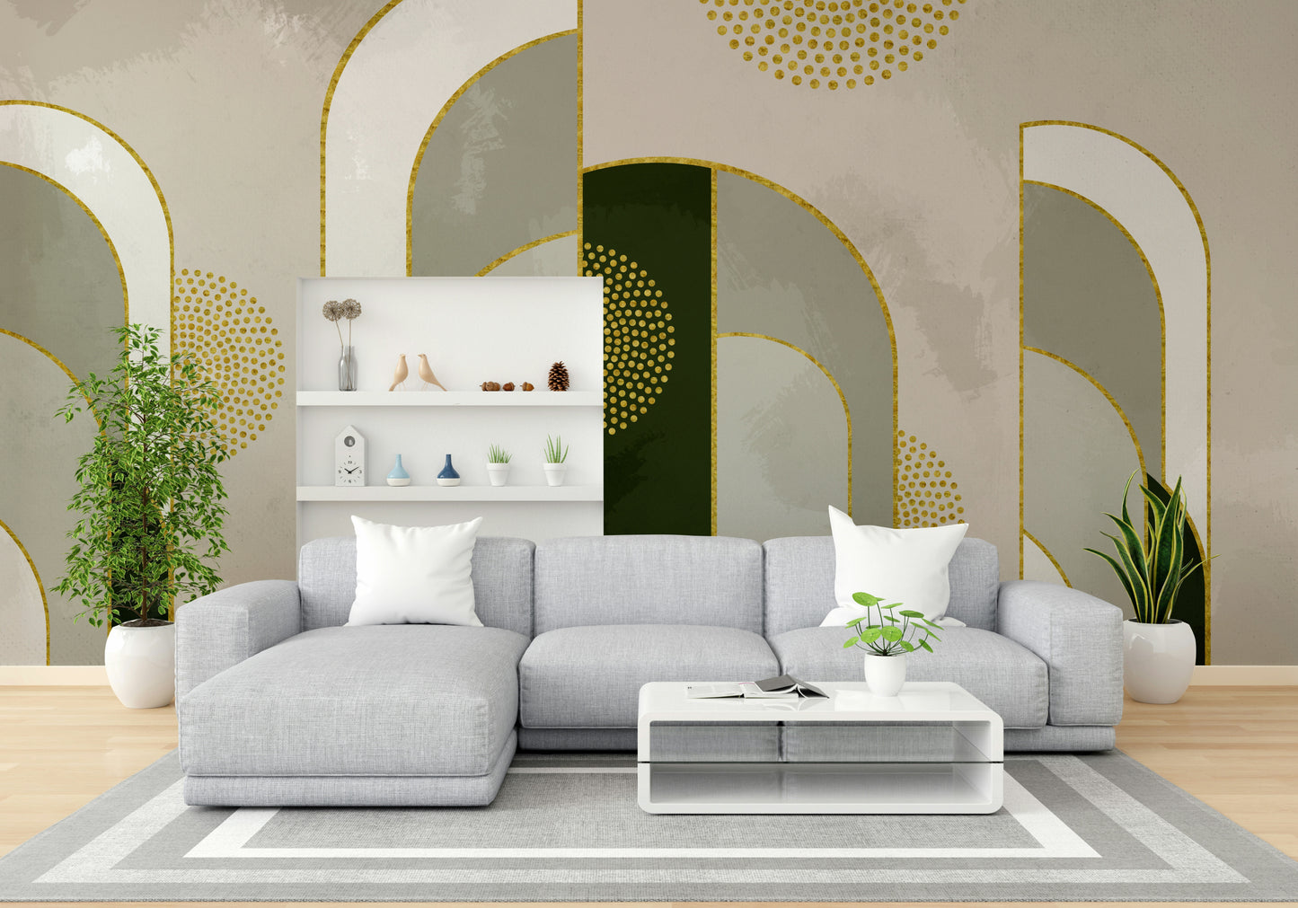 Gradient wall design in warm twilight hues

