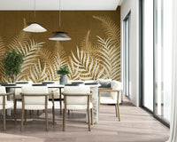 Exotic Into The Jungle Golden print, beautiful leaf patterns.