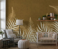 Chic, warm brown and ivory botanical wall covering, high quality.
