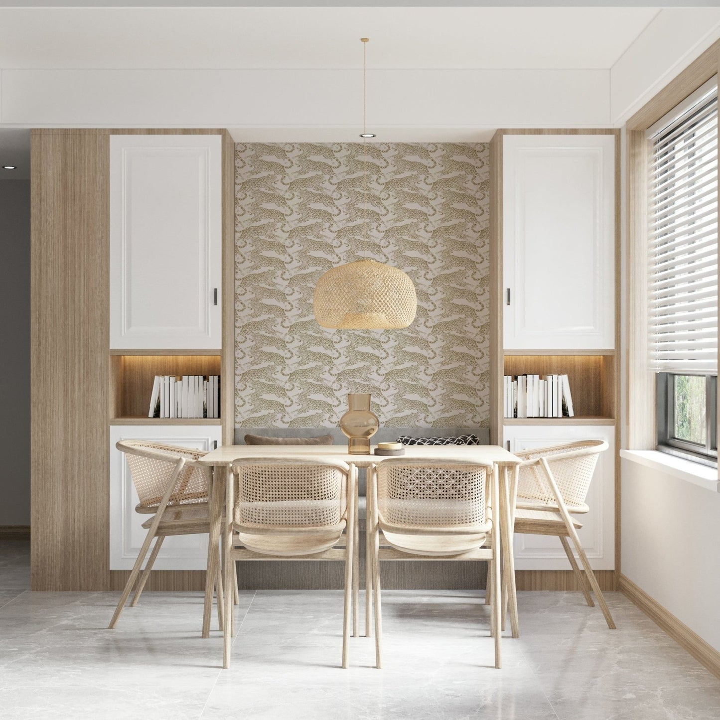 Golden Leopard Dash wall mural with dynamic animal-inspired patterns.