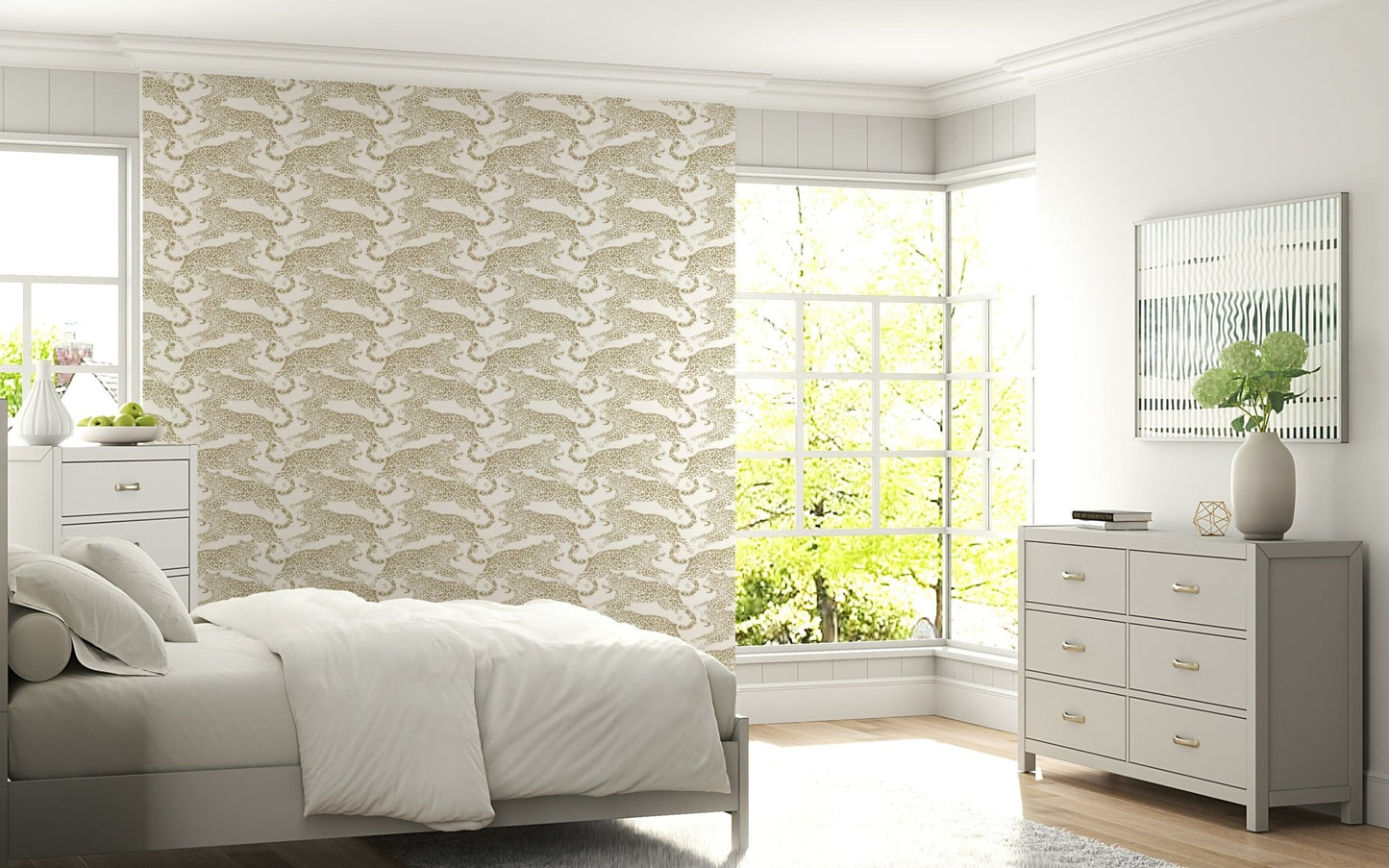 Golden Leopard Dash wallpaper with bold golden leopard print for striking wall decor.