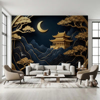 Golden Lunar Temple Wall Mural