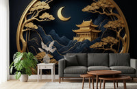 Golden Lunar Temple Wall Mural