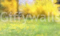 Golden Meadow Abstract Art - Vibrant Nature Landscape Print Wall Mural