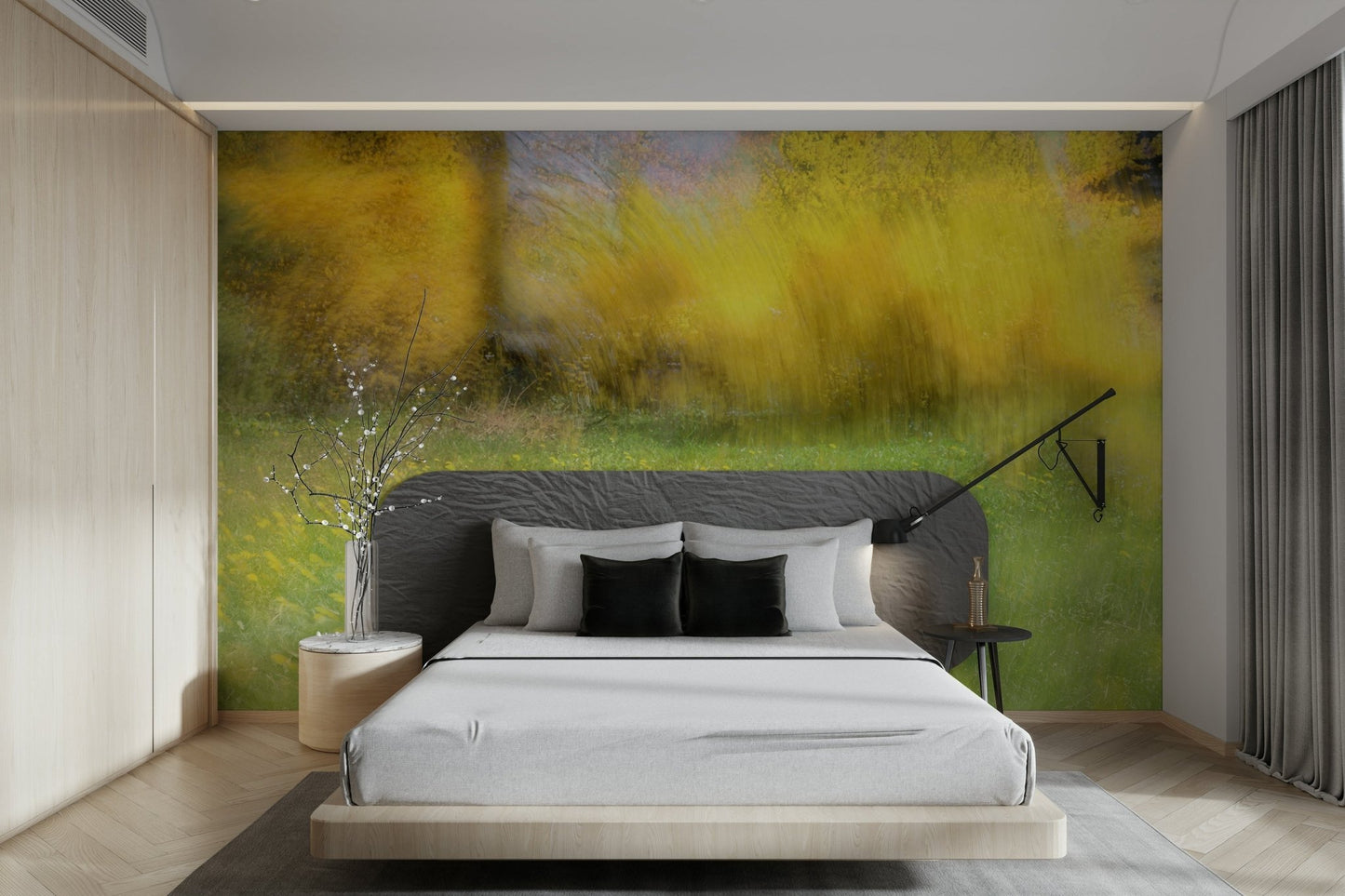 Golden Meadow Abstract Art - Vibrant Nature Landscape Print Wall Mural