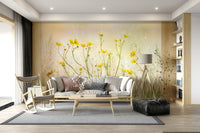 A beautiful wide-angle wall mural of a peaceful field.

