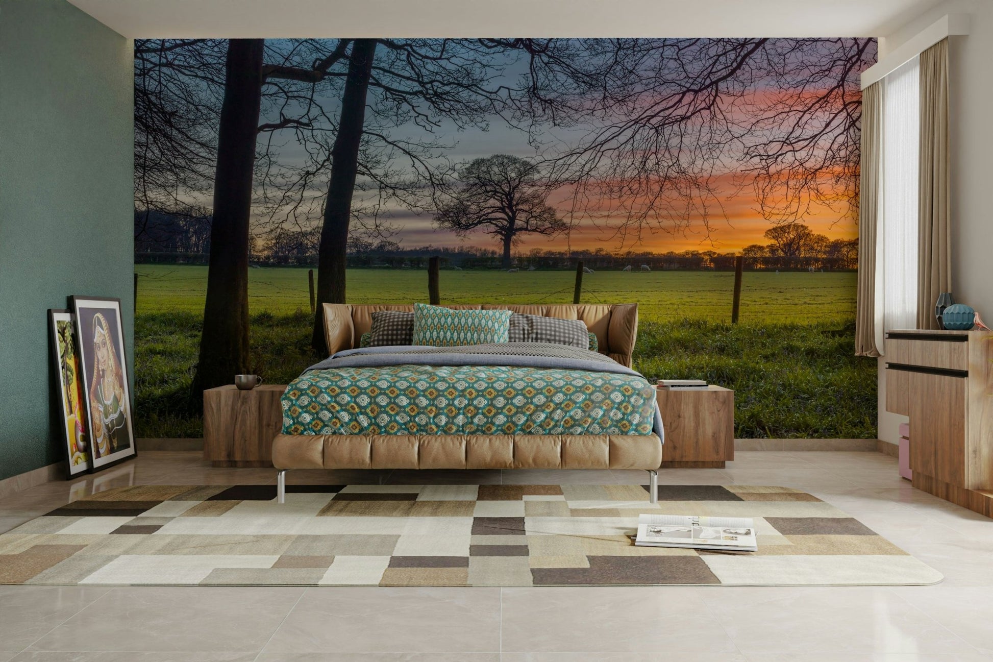 A close-up view shows the soft lines and details of the flowers and plants.

