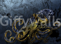 Artistic liquid marble Octopus Majesty wall mural home decor.