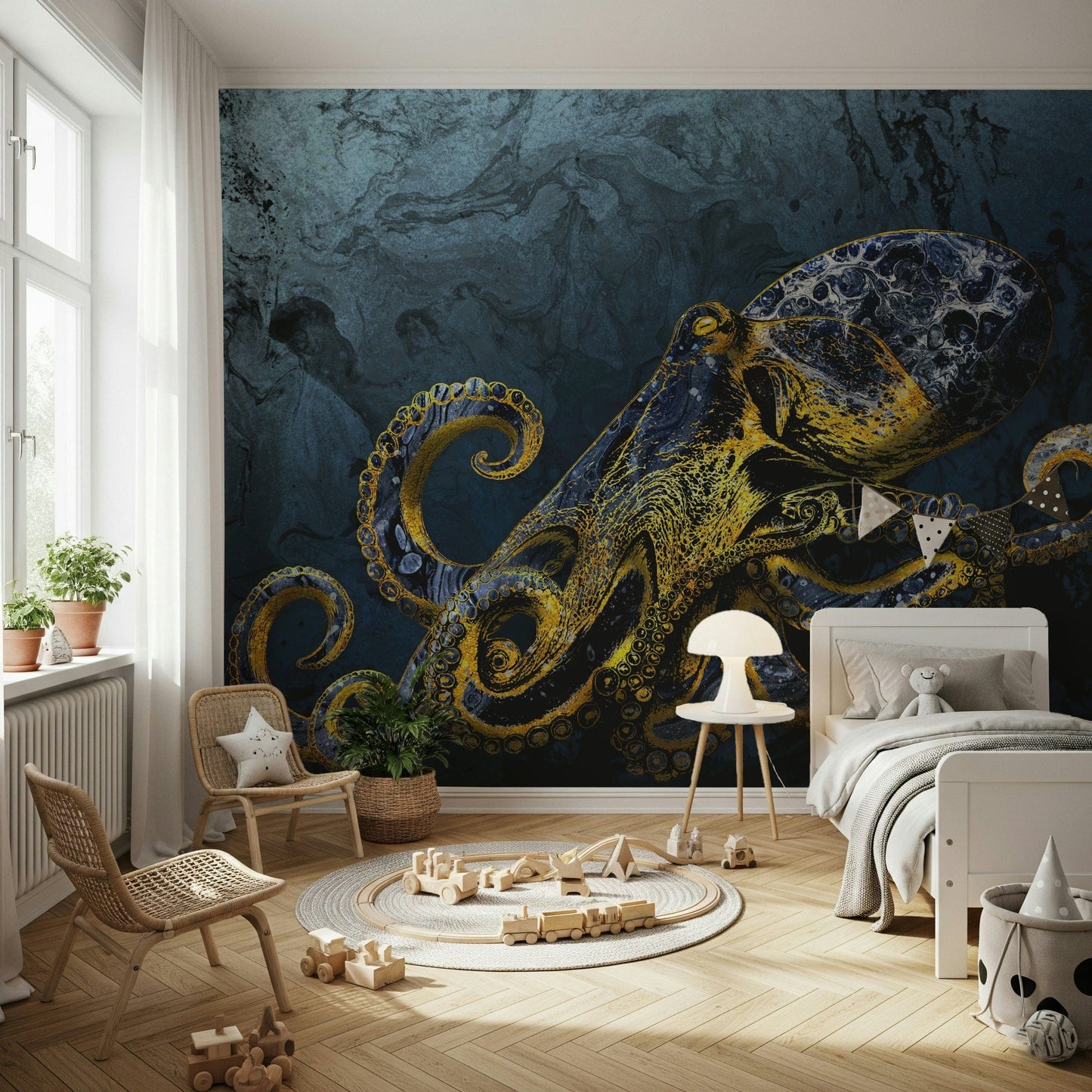 Opulent black gold Octopus Majesty wall decor statement piece.