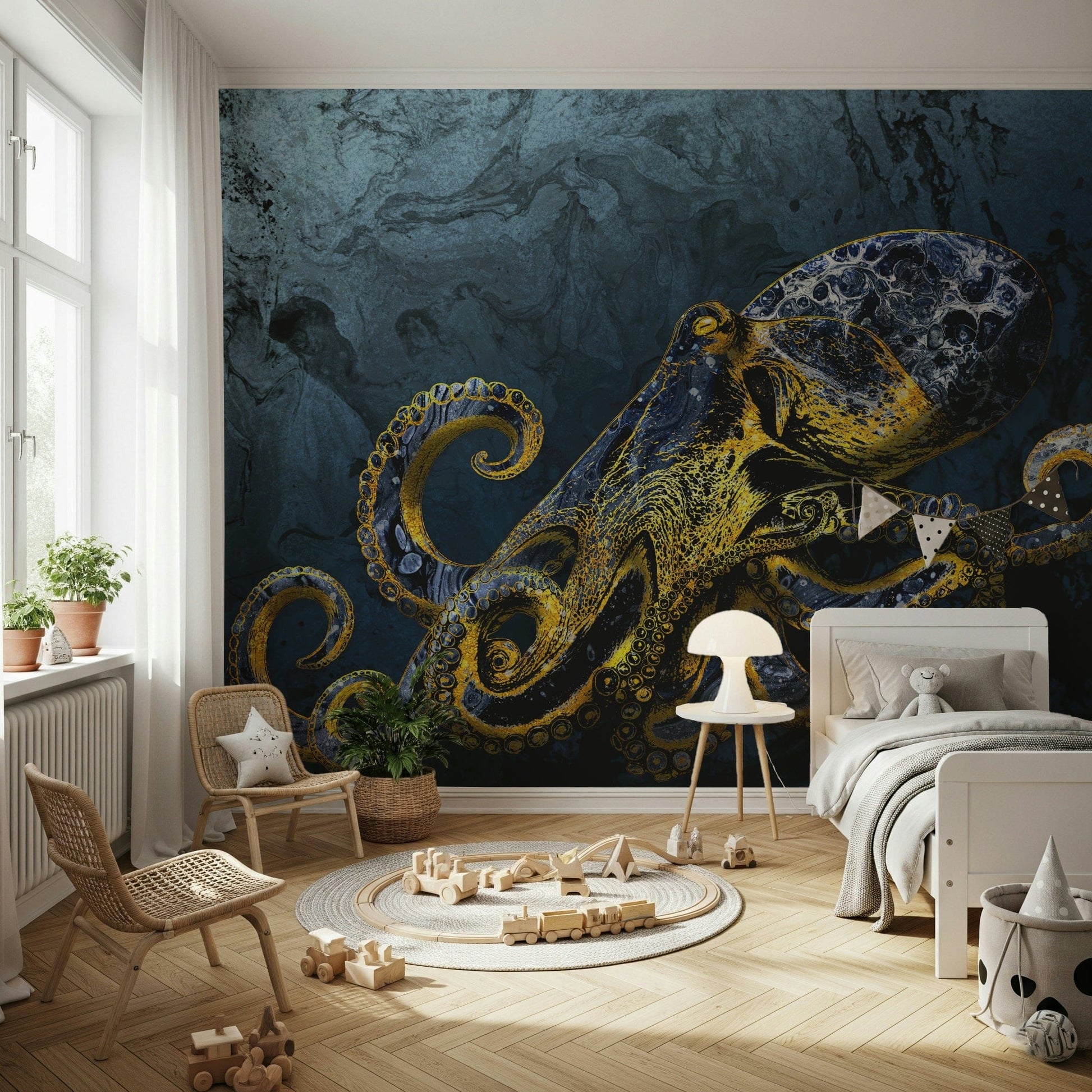 Opulent black gold Octopus Majesty wall decor statement piece.