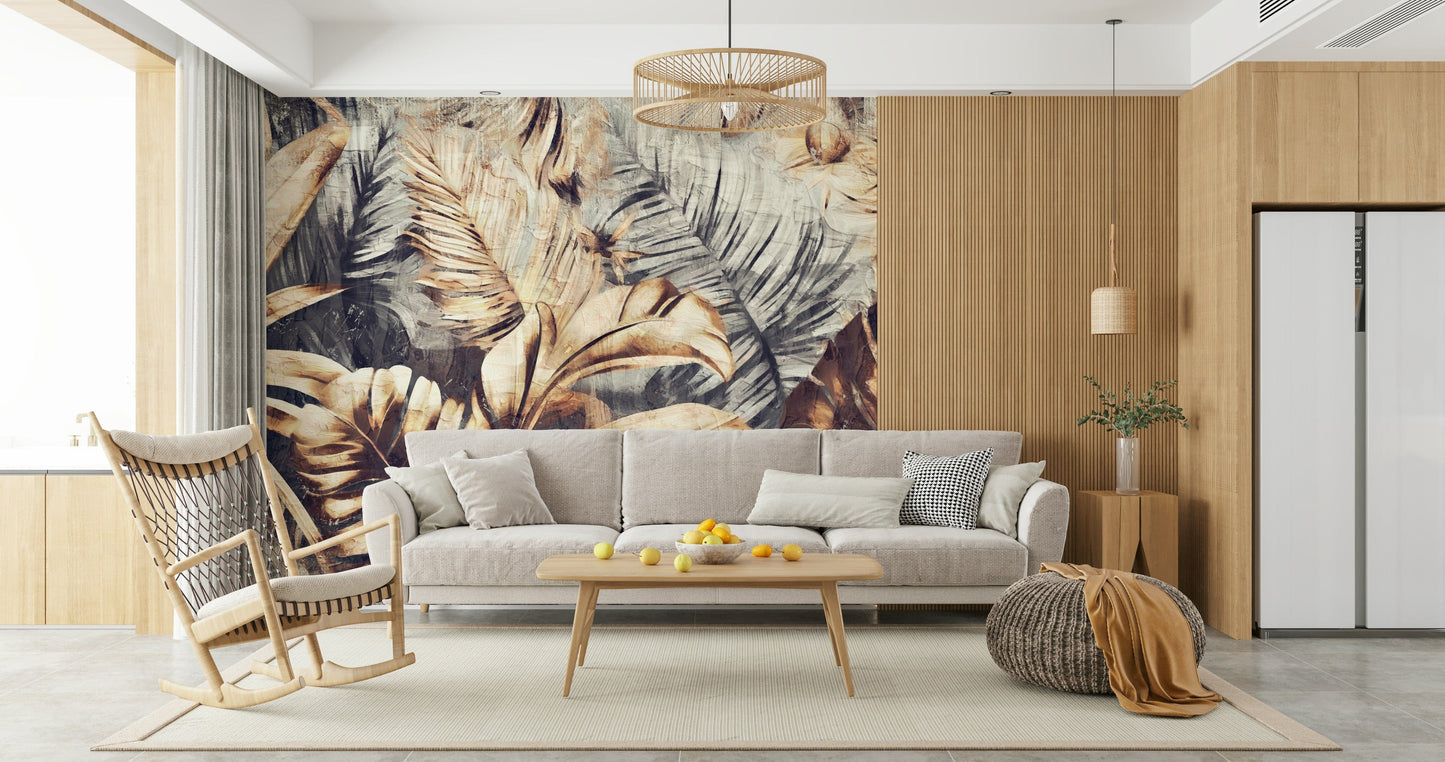 Golden Palm Texture Wall Mural -2530884